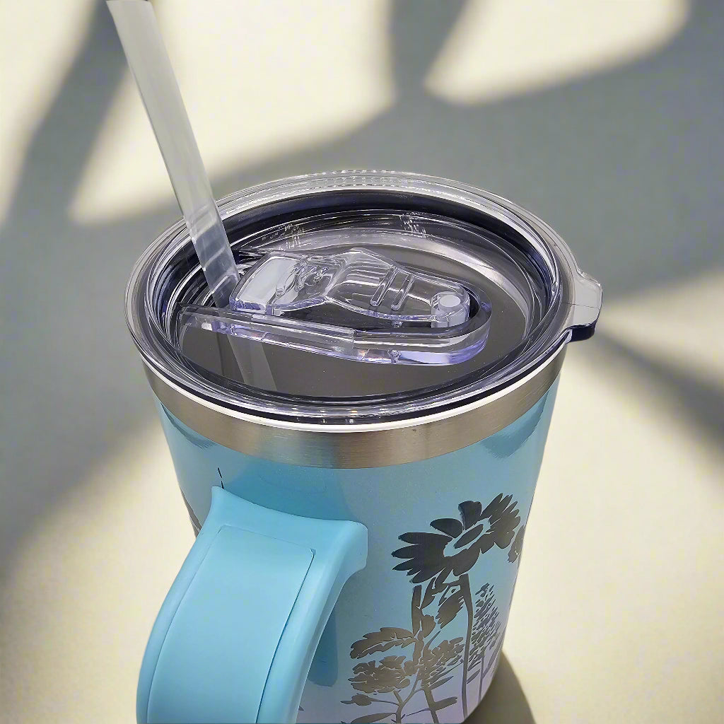 40oz WIldflowers Tumbler - Laser Engraved with straw and closable lid