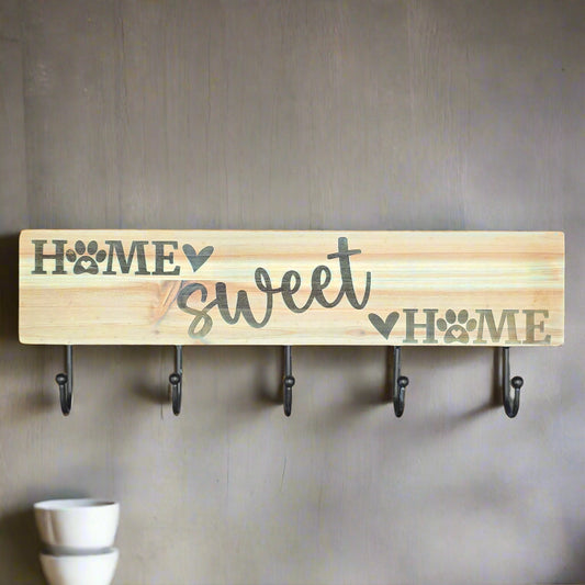 Home Sweet Home laser engraved coat rack sign