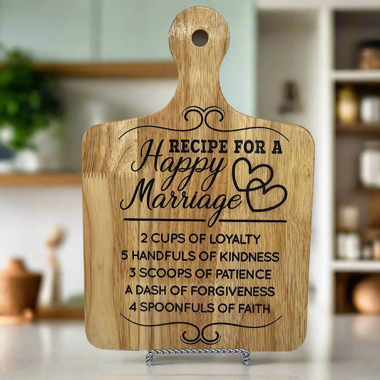 Laser Engraved Hanging Wood Sign Recipe For A Happy Marriage