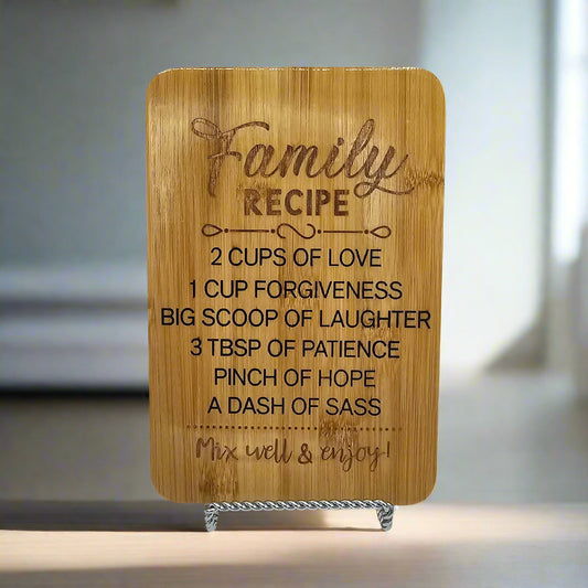 Laser Engraved Wood Sign Family Recipe
